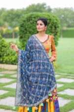 Eclectic Multi-Print Lehenga Choli with Puff Sleeves & Embroidered Dupatta - Image 4