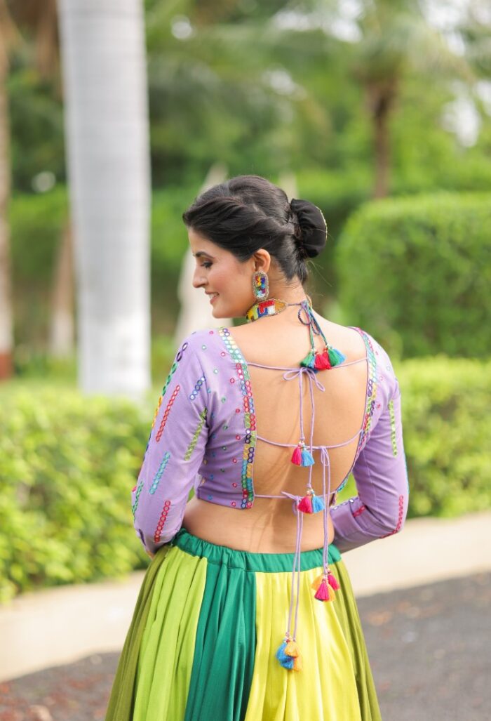 Lavender & Multi-Tone Lehenga Choli with Dupatta - Image 3