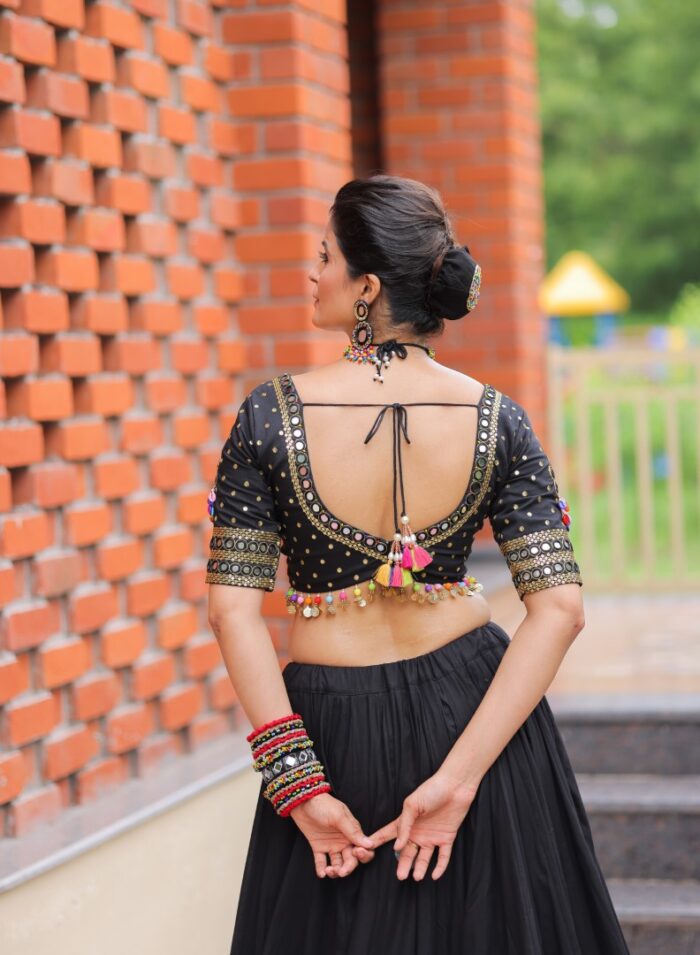 Traditional Black & Maroon Printed Lehenga Choli - Image 6