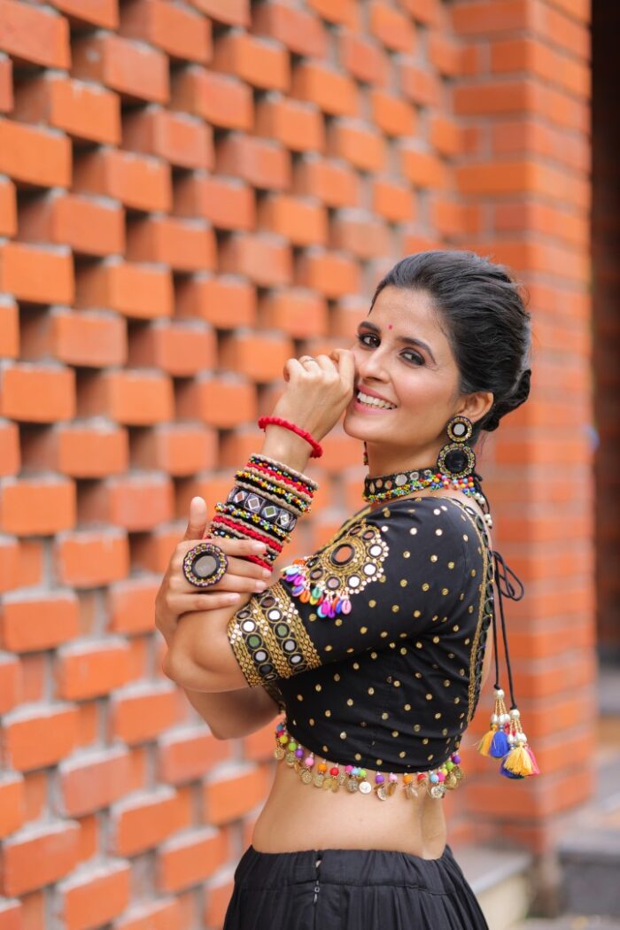 Traditional Black & Maroon Printed Lehenga Choli - Image 5
