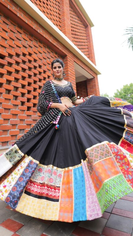 Traditional Black & Maroon Printed Lehenga Choli