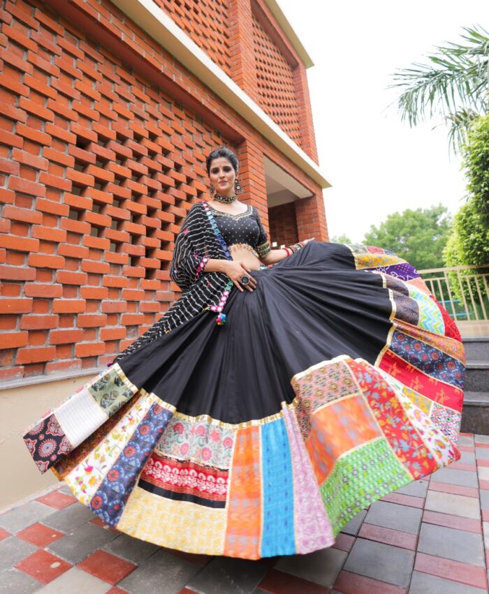 Traditional Black & Maroon Printed Lehenga Choli - Image 1