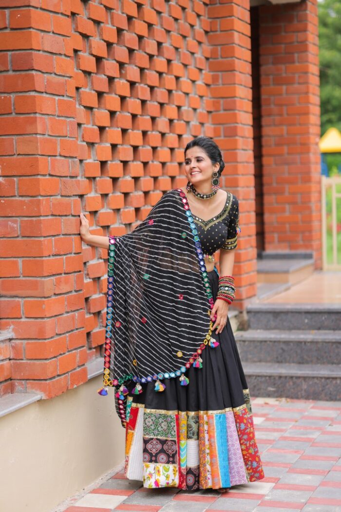 Traditional Black & Maroon Printed Lehenga Choli - Image 4