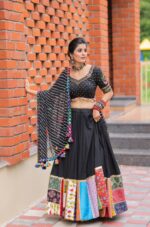 Traditional Black & Maroon Printed Lehenga Choli - Image 3