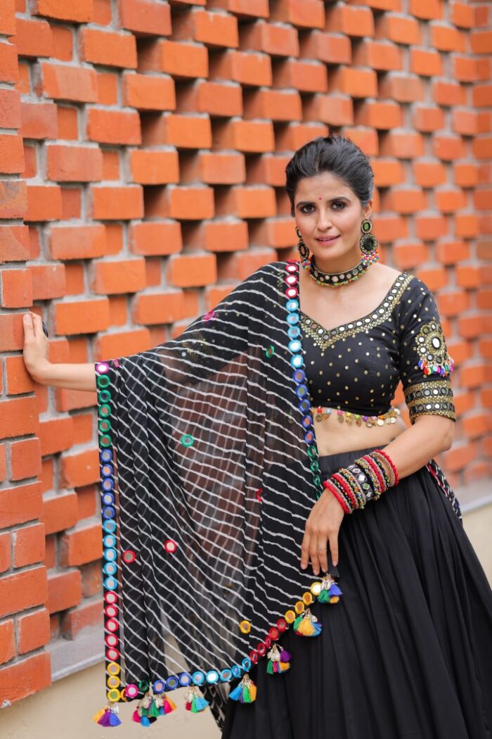 Traditional Black & Maroon Printed Lehenga Choli - Image 2
