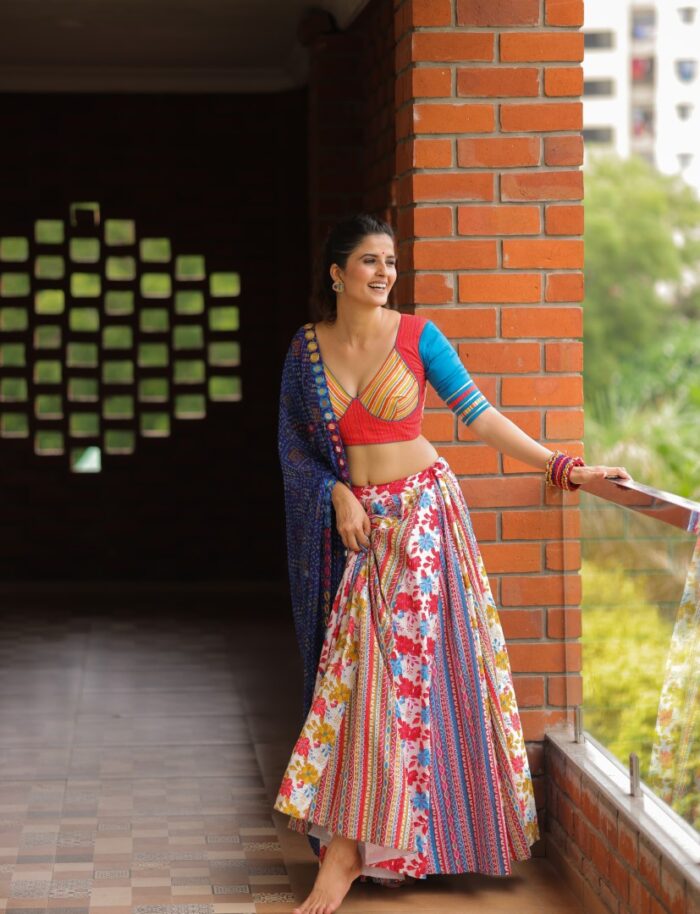 Black & Multi-Color Appliqué Lehenga Choli - Image 4