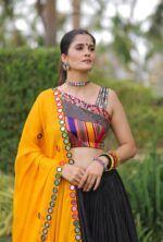 Vibrant Floral Print Lehenga Choli with Mirror Work Dupatta - Image 5
