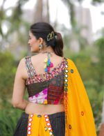 Vibrant Floral Print Lehenga Choli with Mirror Work Dupatta - Image 4