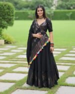 Black Lehenga Choli with Multi-Color Sequin Embellishments