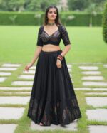 Black Lehenga Choli with Multi-Color Sequin Embellishments - Image 2