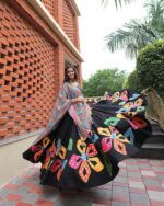 Black Lehenga Choli with Vibrant Cutwork - Image 2