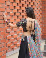 Black Lehenga Choli with Vibrant Cutwork - Image 3