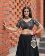 Black Lehenga Choli with Vibrant Cutwork - Image 5