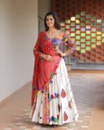 Eclectic White & Red Lehenga Choli - Image 2