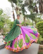 Bohemian Art Print Lehenga Choli with Bandhani Mirror Work Dupatta
